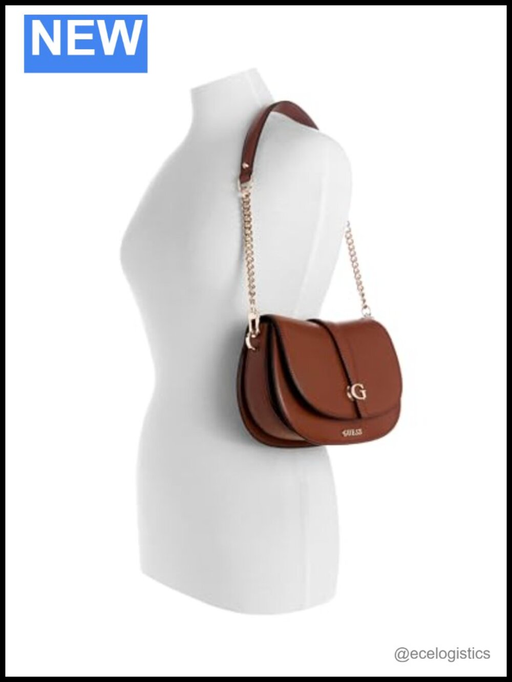 GUESS Carrie Flap Shoulder Bag PU Leather Saddle Bag Magnetic Closure - Picture 5 of 6